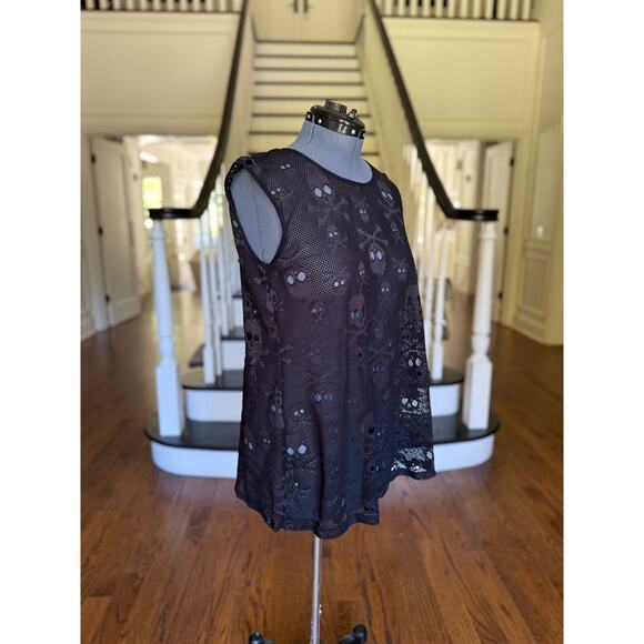 Vintage TRIPP NYC Skull Black Tank Top Goth Punk Rave Grunge Cosplay Techno - Picture 9 of 12